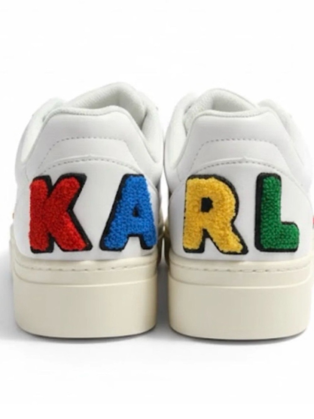 Karl Lagerfeld White Kids Sneakers with Red Blue Yellow Green Lettering